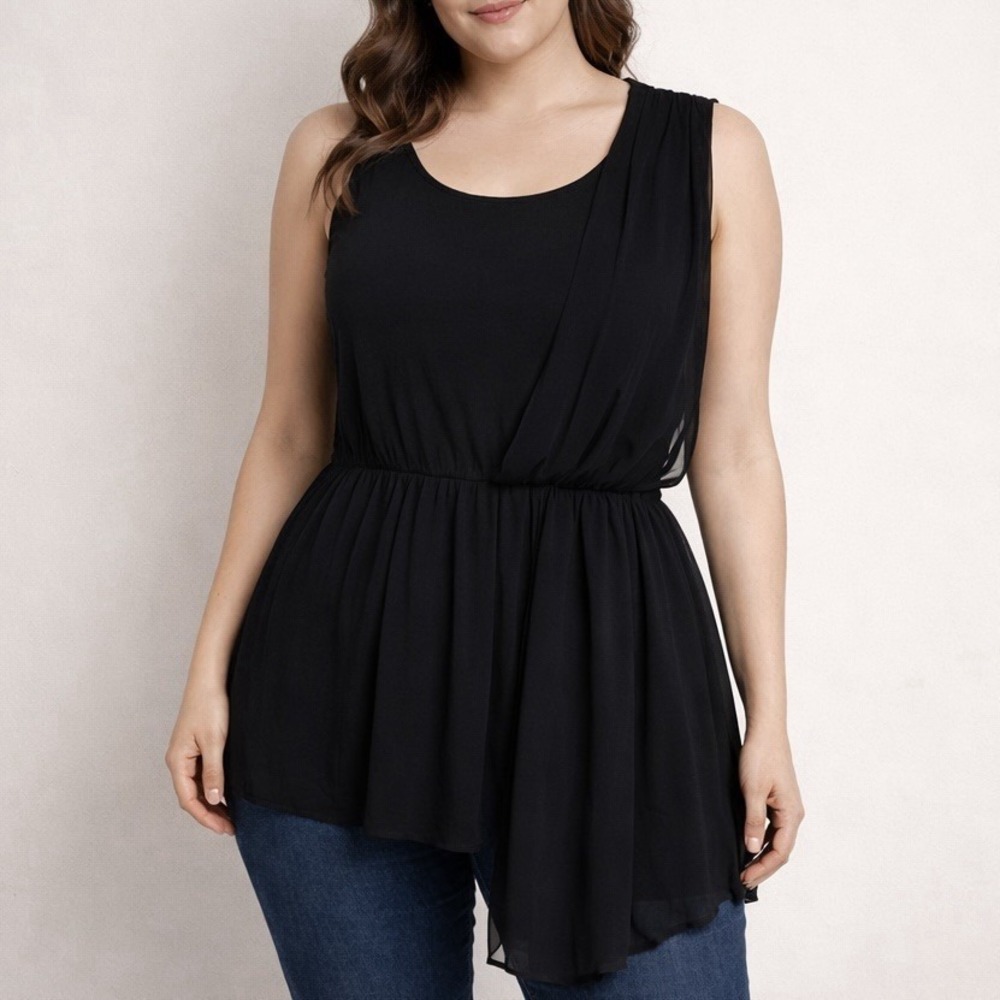 Vince‎ Camuto Buenos Aires Black Sleeveless Blouse Whimsigoth Baddie